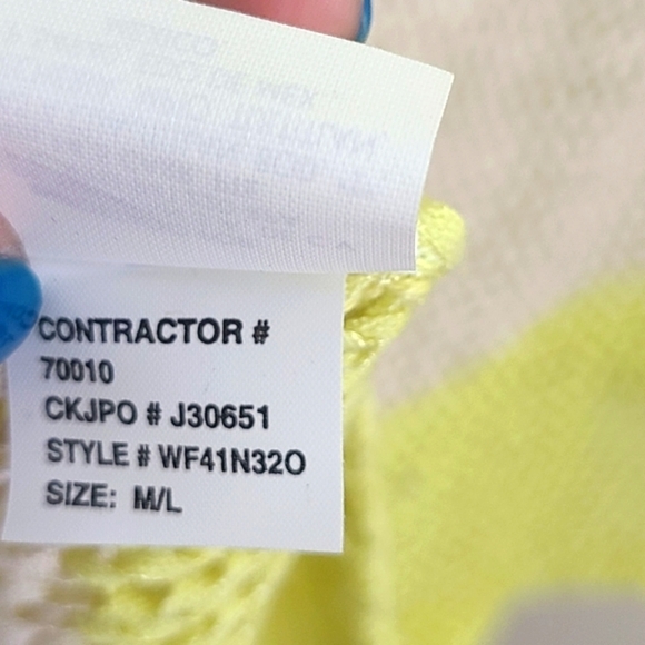 ⭐️40% Off⭐️ Calvin Klein Neon Lemon Color Block Stripe Sweater - Picture 10 of 10